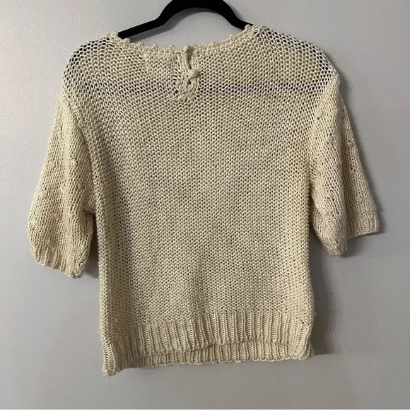 Windcrest Vintage Short Sleeve Hand Knit Silk Blend Cream Sweater Size S GUC - Picture 8 of 8